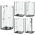 Modern Glass Shower Sauna Enclosure With Black Frame Shower Head And Base