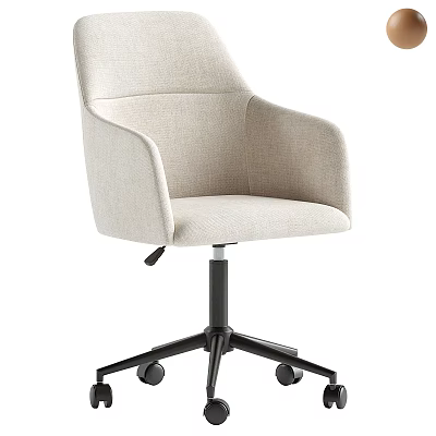 Modern Beige Fabric Office Chair With Armrests Swivel Function And Black Wheel Base 3d model