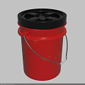 Red Plastic Bucket With Black Lid Metal Handle And Size Measurements