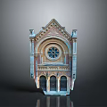 Gothic Church Facade Featuring Rose Window Arched Doors And Intricate Carvings