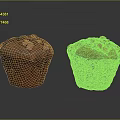 Freshly Baked Chocolate Muffins Topped with Chocolate Chunks on Dark Surface 3d model