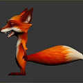 Cute Smiling 3D Rendered Cartoon Fox With Orange White Fur And Fluffy Tail