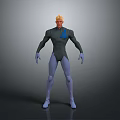 3D Animated Character With Blonde Hair Green Suit Blue A Symbol Light Blue Gloves Boots