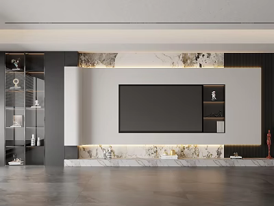 Living room Living room TV background wall TV wall TV TV cabinet 3d model