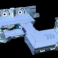 Cartoon Style Sci Fi Platform With Mechanical Structures And Blue Tones 3d model