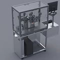 Industrial Equipment With Transparent Enclosure Mechanical Components Control Console And Monitor
