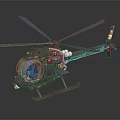 Detailed Helicopter Model Featuring Rotor Blades And Transparent Cockpit Design