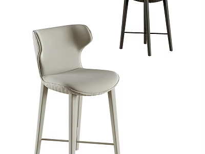 Modern Bar Stool Design With Leather Seat Light And Dark Frame 3d model