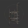 Industrial Metal Pipeline System With Valves Support Frames And Mechanical Connections
