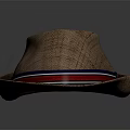 Brown Woven Stylish Hat With Blue Red Striped Band Fashion Design Look