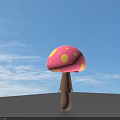 Pink Mushroom Shaped Household Decor With Yellow Polka Dots And Brown Base