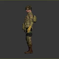3D Military Character In Uniform With Helmet Tactical Vest Yellow Gloves And Boots