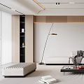 Modern Minimalist Living Room Interior With Sofa Coffee Table Rug And Floor Lamp