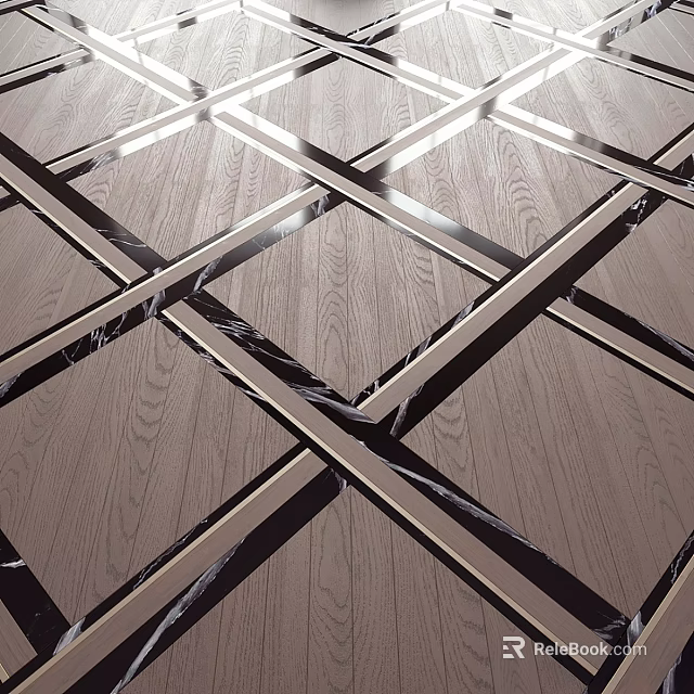 Modern Structural Components With Wooden Panels And Intersecting Metal Strips 3d model 