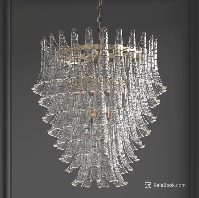 Modern Luxury Crystal Chandelier With Layered Clear Crystal And Gold Metal Frame Design 3d model 