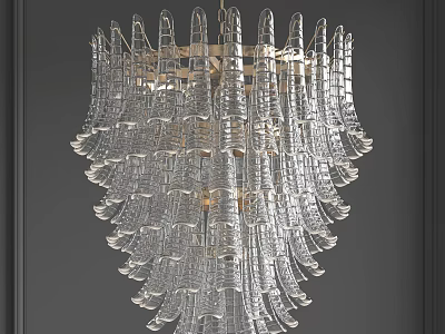 Modern Luxury Crystal Chandelier With Layered Clear Crystal And Gold Metal Frame Design 3d model