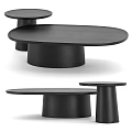 Modern Black Coffee Table with Oval Top and Cylindrical Base Minimalist Style Home Decor