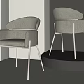 Modern White Accent Chairs With Curved Backrest And Metal Legs In Minimalist Interior