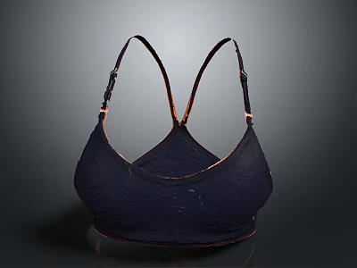 Comfortable Black Brassiere With Adjustable Cross Straps For Daily Wear 3d model