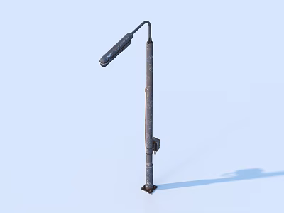 Metal Street Lamp with Curved Arm Straight Pole Base and Shadow 3d model