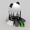 Kids Play Area With Panda Head Shaped Structure Trampoline Slide And Colorful Play Mats