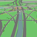 Municipal Road Interchange Design Featuring Multiple Lanes And Greenery 3d model