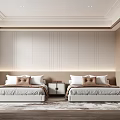 Modern Luxury Hotel Guest Room With Two Spacious Beds And Warm Elegant Interior Decoration