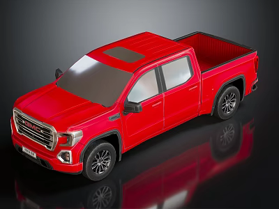 Red Modern Pickup Truck With Double Cab Sleek Exterior And Alloy Wheels 3d model