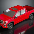 Red Modern Pickup Truck With Double Cab Sleek Exterior And Alloy Wheels