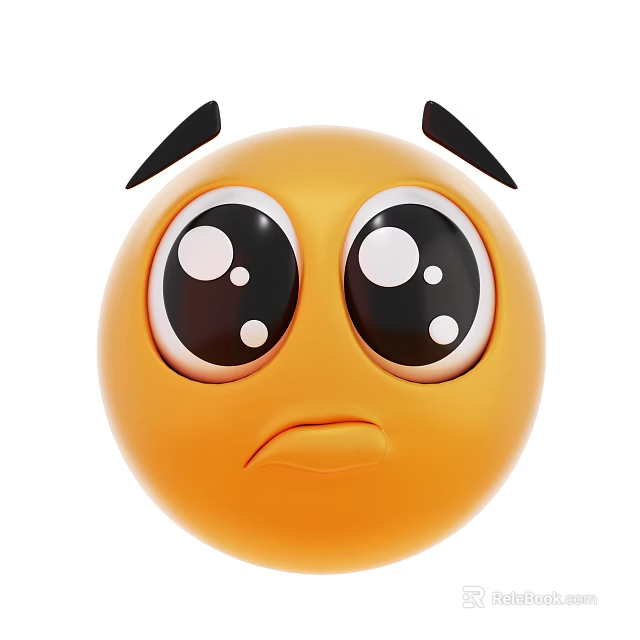 Round Yellow Emoji Game and Movie Character with Big Eyes and Sad Expression 3d model 