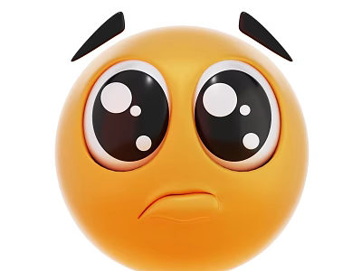 Round Yellow Emoji Game and Movie Character with Big Eyes and Sad Expression 3d model