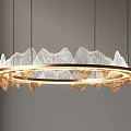 Modern Elegant Circular Chandelier With Glass Wave Shaped Edges And Warm Lighting
