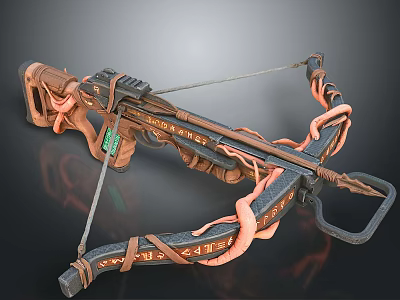 Mechanical Decorative Bow With Orange Cords And Brown Metal Frame 3d model