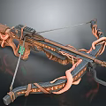 Mechanical Decorative Bow With Orange Cords And Brown Metal Frame