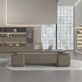 Modern Luxury Large Executive Office Desk With Full Set Of Matching Illuminated Storage Cabinets