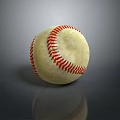 Household Baseball With White Body Red Stitching Worn Surface And Gray Gradient Background Reflection 3d model