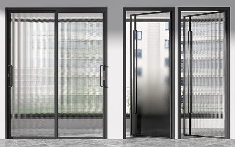 Modern swing door glass single door sliding door combination 3d model