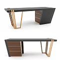 Modern Luxury Dining Table With Gold Metal Legs And Elegant Walnut Side Storage Cabinet