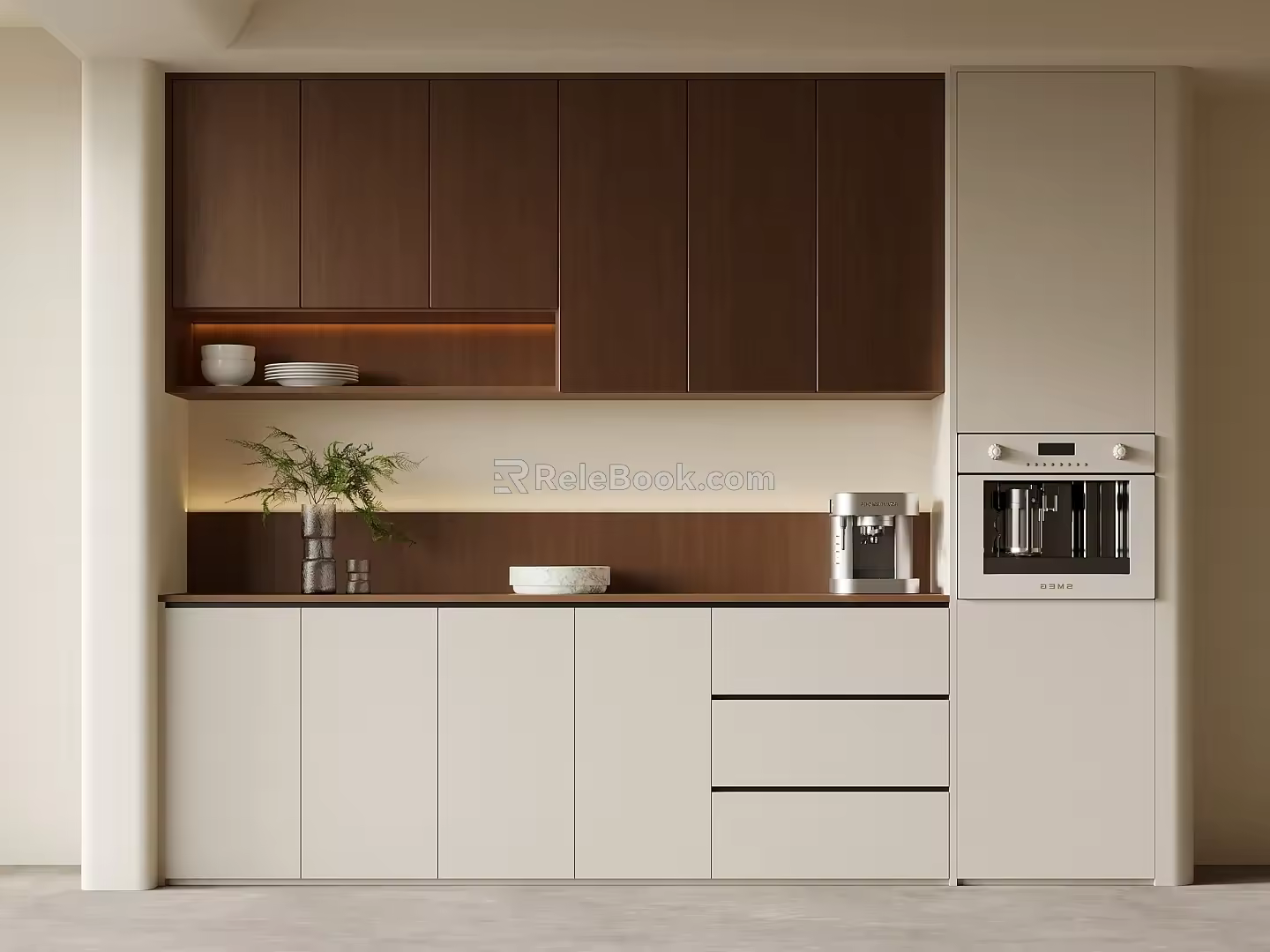 Middle Style Wine Cabinet Sideboard 3d model