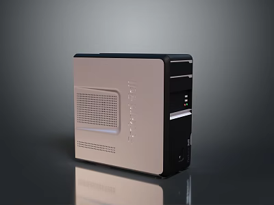Modern Stylish Desktop Computer Case With Silver Black Finish And Front Ventilation Grilles 3d model