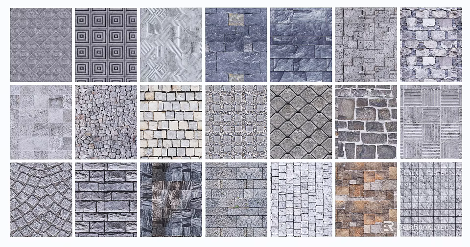 Garden Ornaments With Diverse Decorative Wall Textures Including Stone And Brick Patterns 3d model