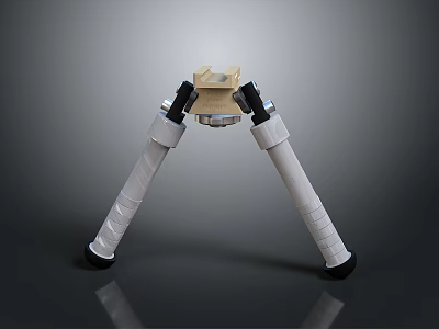 Tactical Weapon Tripod Featuring Adjustable White Legs And Black Base Support 3d model