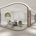 Modern Office Corridor Interior Design With Wooden Walls Glass Partitions And Carpeted Floor