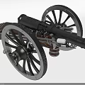 Ancient Historical Cannon Weapon With Large Wheels And Black Metal Body