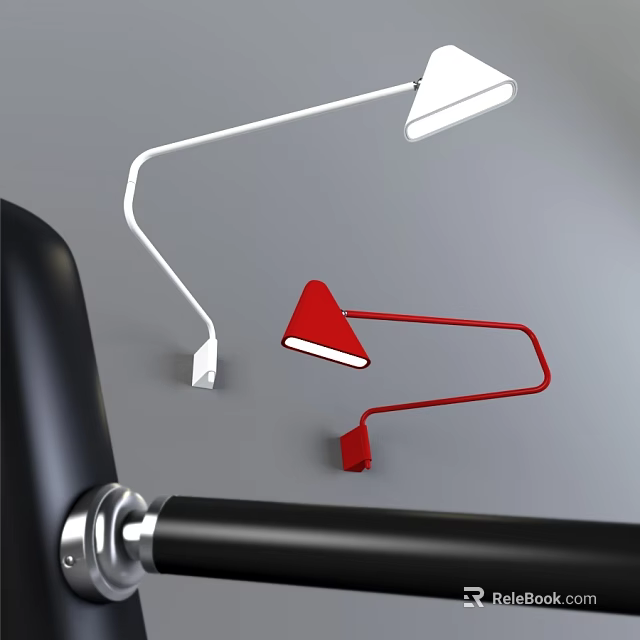 Modern Curved Wall Lights in White and Red for Modern Interior Design 3d model 