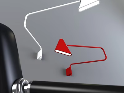 Modern Curved Wall Lights in White and Red for Modern Interior Design 3d model