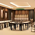 Elegant Jewelry Store Interior with Wooden Walls Glass Display Cases Circular Display Table and Lighting