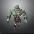 Green Skinned Muscular Monster Character With Chain Necklace And Metal Armbands Red Loincloth
