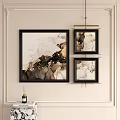 Elegant Abstract Paintings With Black Frames And Marble Texture For Modern Wall Decor
