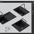 Modern Black Kitchen Sinks With Faucet And Decorative Balls Design